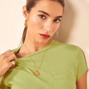 Reformation pistachio green cropped pocket tee